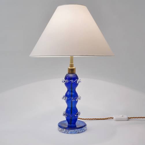 Antique Murano glass table lamp, handblown, cobalt blue crystal, Barovier & Toso, 1920`s ca, Italian